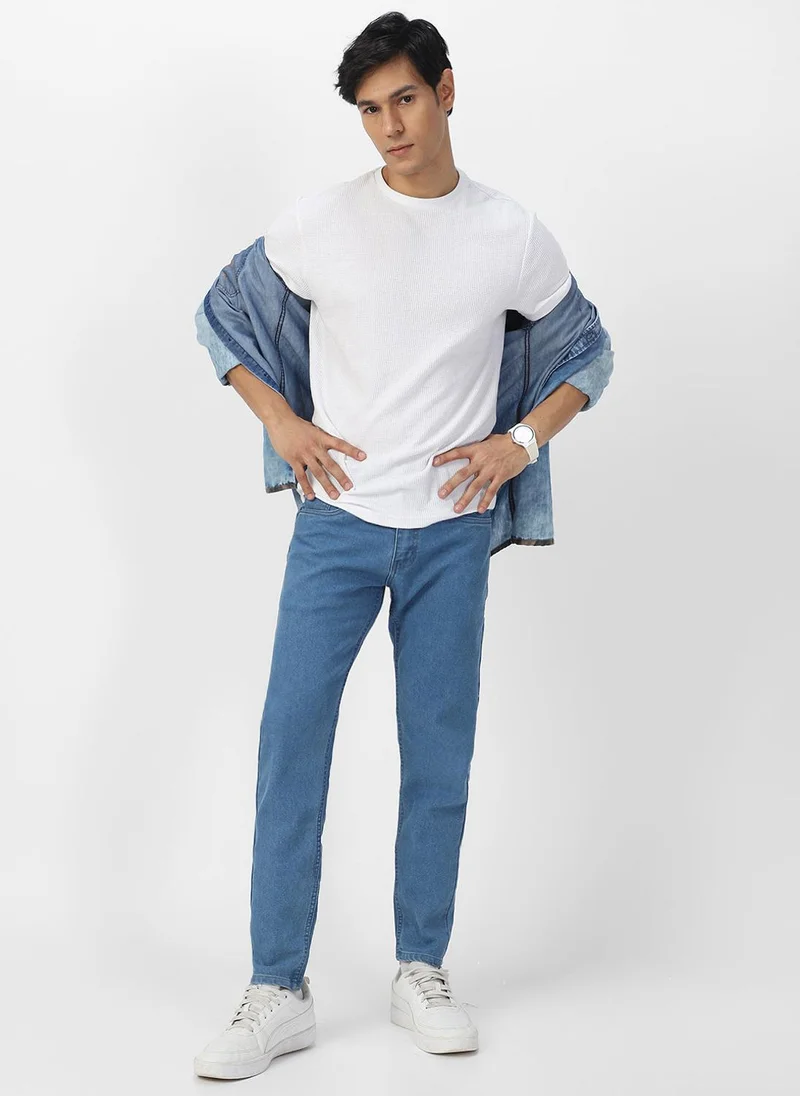 Urbano Fashion  Urbano Fashion Men's Light Blue Slim Fit Denim Jeans Stretchable for Men | Best Price UAE